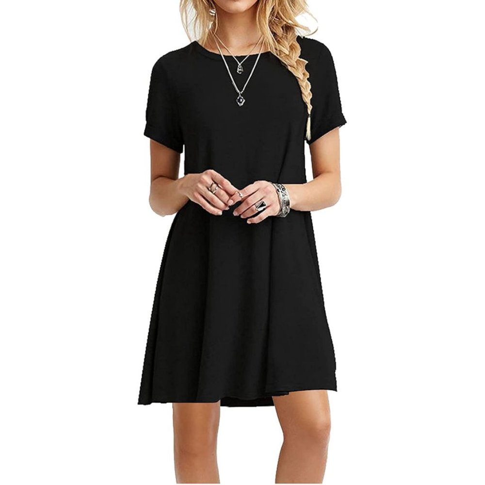 MOLERANI Women's Casual Plain Simple T-Shirt Loose Dress - Large